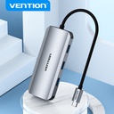 Vention Hub 7 in 1 Type-C with 1 HDMI, 3 USB 3.0, 1 Reader SD, 1 TF, 1 Display Port 0.15mt aluminum gray TOJHB