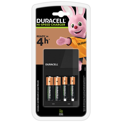 Duracell Caricabatterie 4 ore include 2 pz AA 1300 mAh 2 pz AAA 750 mAh CEF14