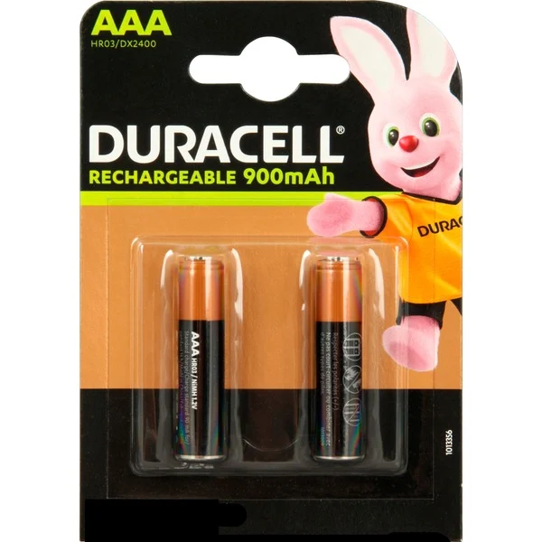 Duracell Battery Rechargeable Mini Stylus AAA 900 mAh packaging 2 pcs HR03 DX2400