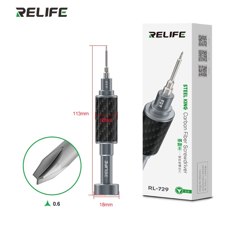 Relife Cacciavite Tri-point (Y0.6) con Manico in Fibra Di Carbonio RL-729