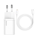 Baseus Caricabatterie USB-C 20W Super-Si Quick + Cavo Type-C To Lightning (1m) White TZCCSUP-B02