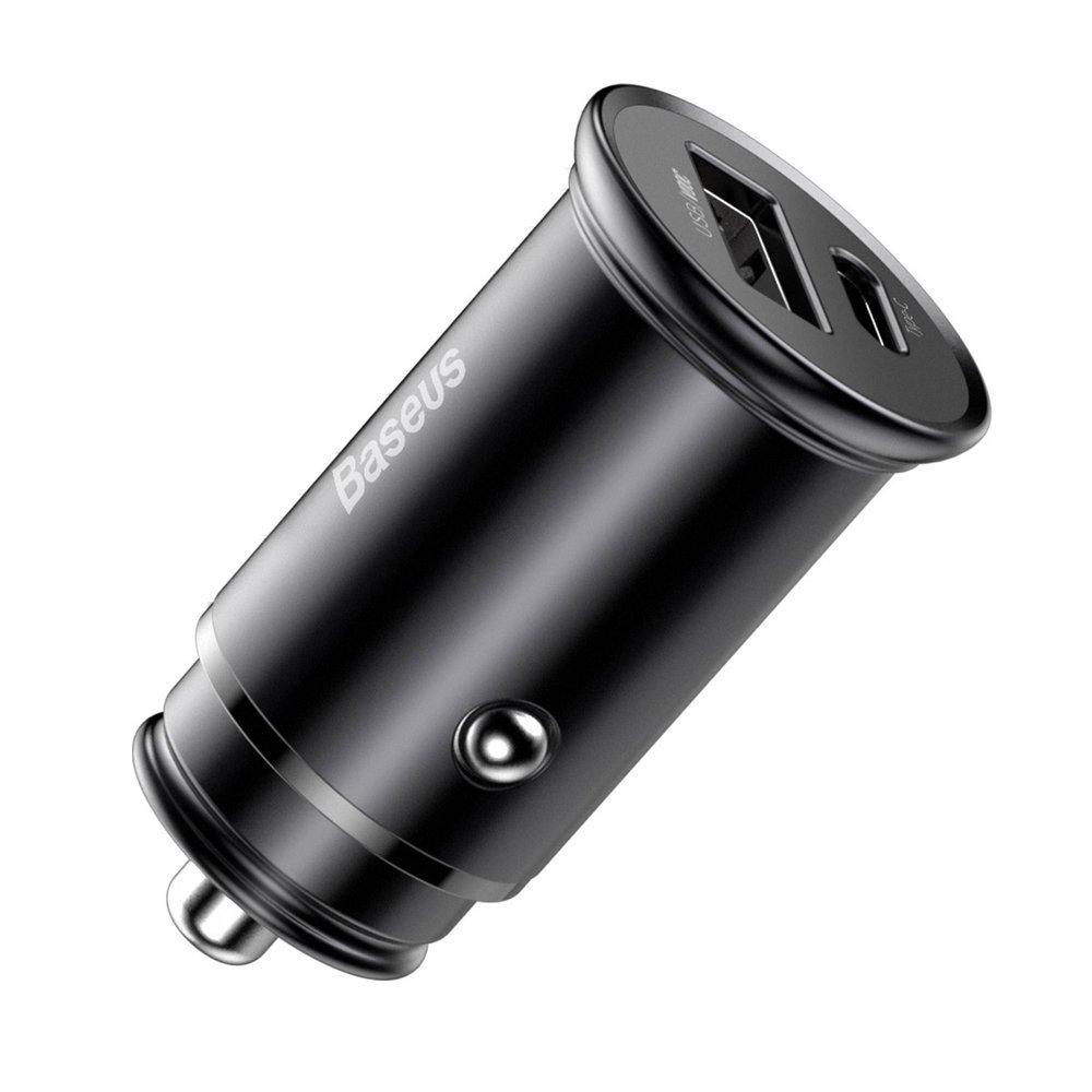 Baseus Caricabatterie per Auto 2 Porte (USB + USB-C) 30W Black CCYS-C01