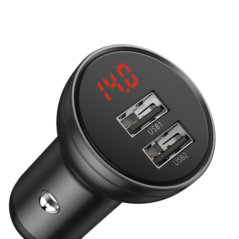 Baseus Car Charger 45W 2 ports (USB) Digital Display Dual gray CCBX-B0G