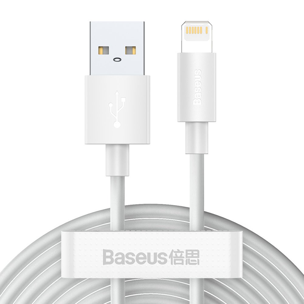 Baseus Data Cable Simple wisdom Lightning 2.4A 1.5mt white set 2 pcs TZCALZJ-02