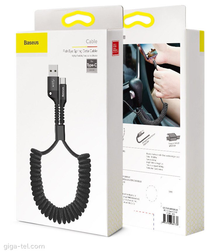 Baseus Cavo Dati Type-C 2A 1mt fish eye spring black CATSR-01