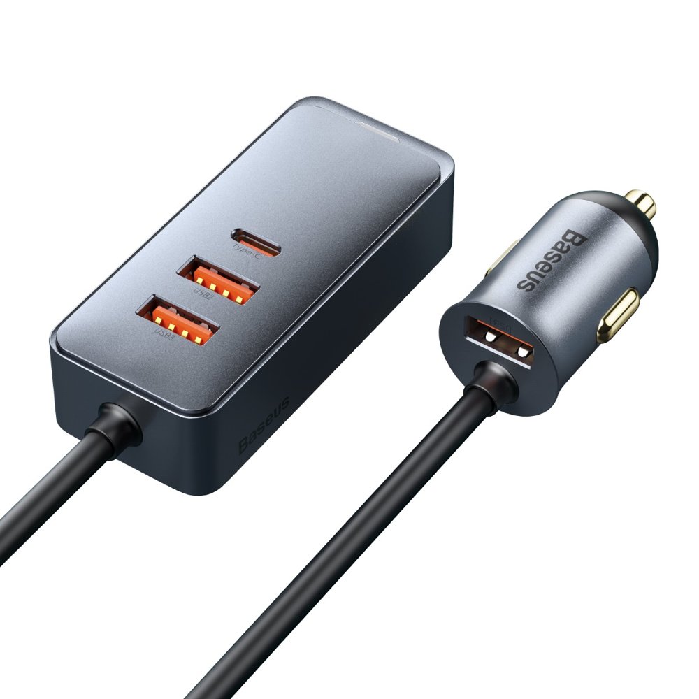 Baseus Caricabatterie per Auto 120W 4 Porte (3 USB+USB-C) Share Together Grey CCBT-B0G