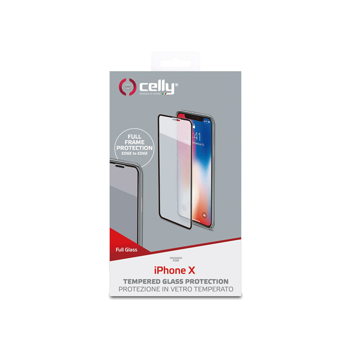 Pellicola vetro Celly iPhone X, iPhone Xs full glass FULLGLASS900BK