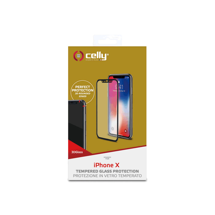 Pellicola vetro Celly iPhone X, iPhone Xs 3D glass 3DGLASS900BK