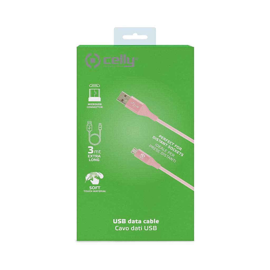 Cavo dati Lightning Celly USBLIGHTCOL3MPK 3mt pink