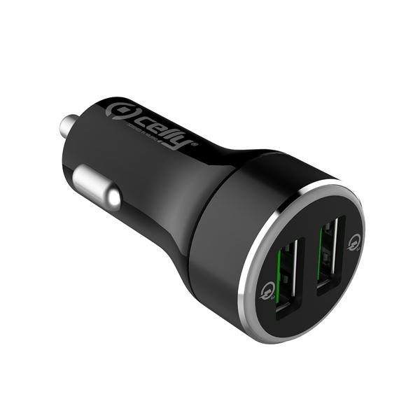 Celly car charger 18W 2x ports USB Pro Power CC2USBQC30BK