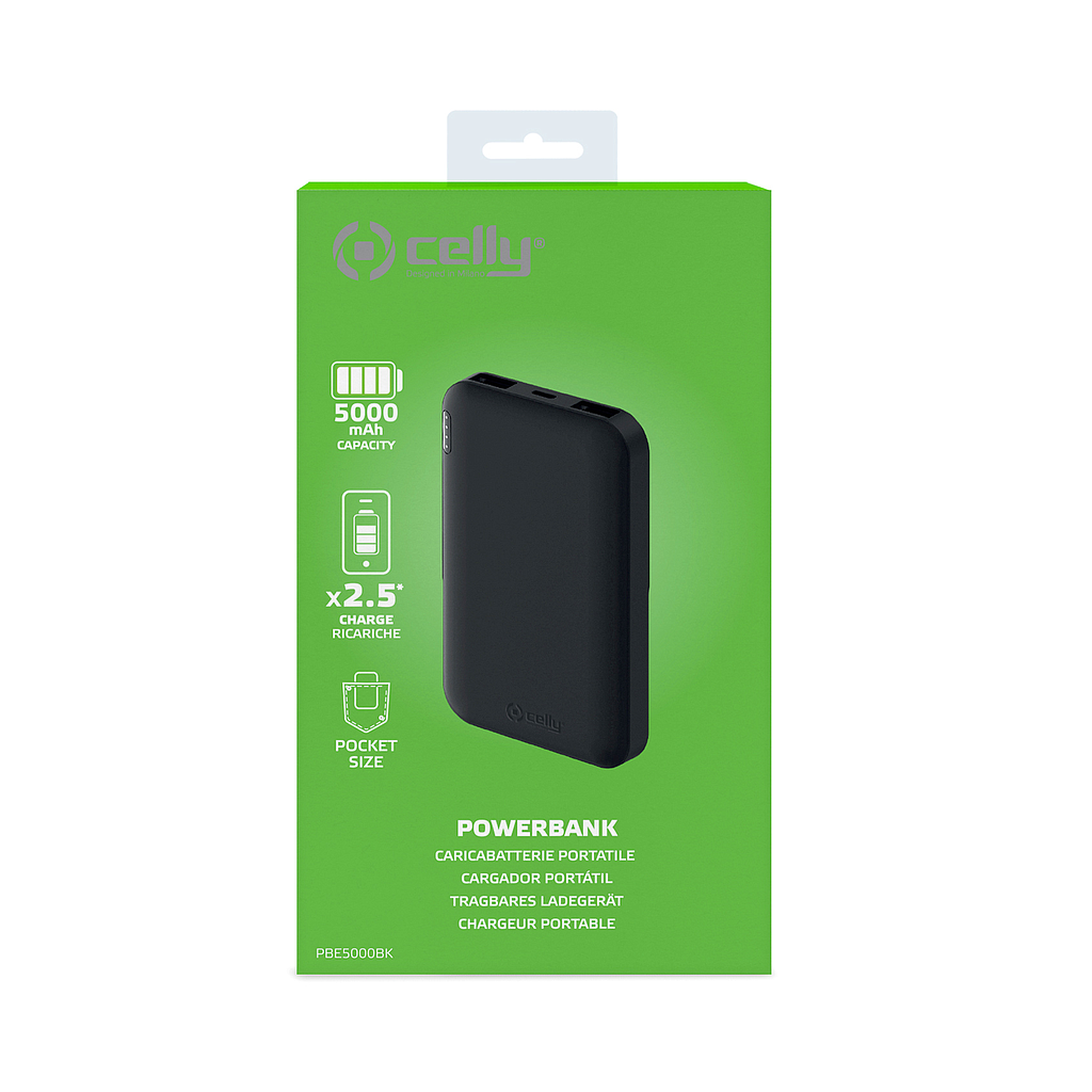 Celly power bank 5000 mAh black PBE5000BK