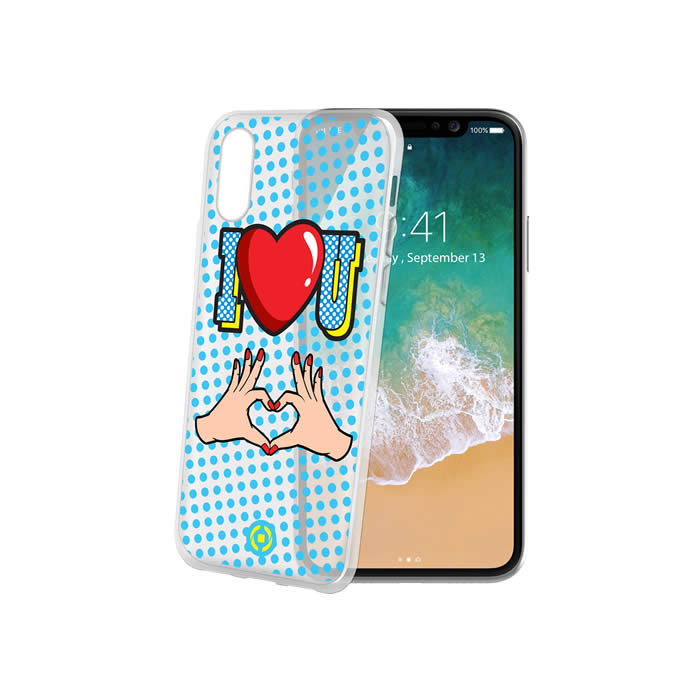 Custodia Celly iPhone X cover tpu love u