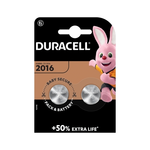 [5000394203884] Duracell 3V lithium button battery 2pcs DL2016 CR2016