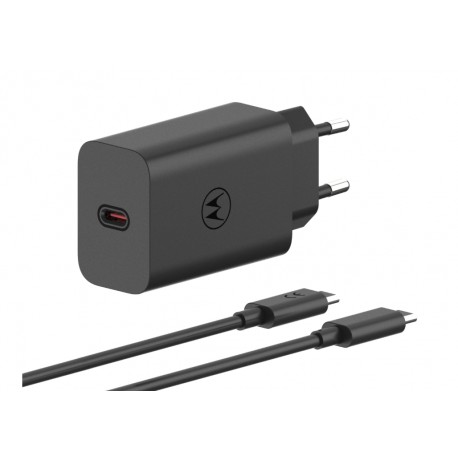 [0840023275616] Motorola Caricabatterie USB-C 68W + Cavo Type-C To Type-C Black PG38C06281