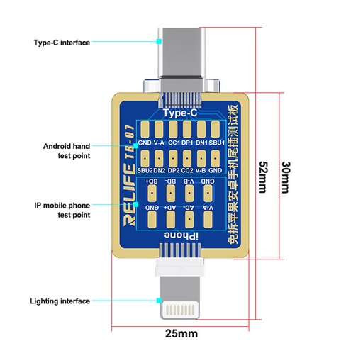[6941590209944] Relife Board Charing Test Type-C and Lightning TB-07