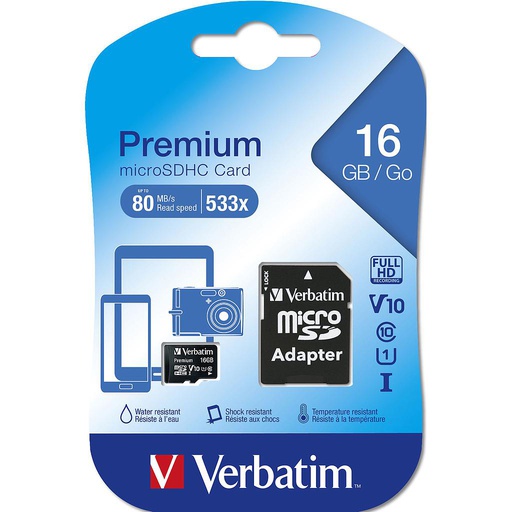 [023942440826] Verbatim Micro SD 16GB class 10 SDHC 44082
