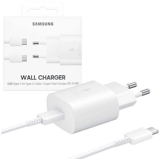 [8801643979379] Samsung Caricabatterie USB-C 25W + cable Type-C white EP-TA800XWEGWW
