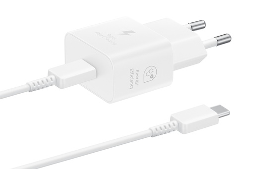 [8806094911985] Samsung Caricabatterie USB-C 25W + Cavo Type-C Super Fast Charge White EP-T2510XWEGEU
