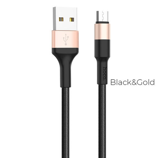 [6957531080213] Hoco data cable micro USB X26 nylon 1mt black gold