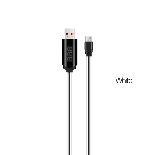 [6957531062967] Hoco data cable micro USB with display 1.2mt white U29