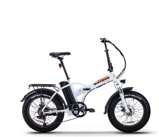[8053839213112] Macrom Cervinia E-Bike 20” Fat Pieghevole white alluminio con cambio shimano 7 rapporti M-EBK20CR0.0W