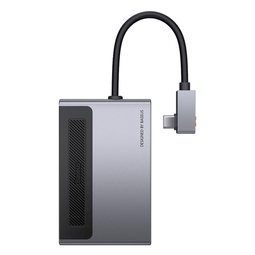 [6953156205741] Baseus Hub Type-C 6 in 1 with 1 USB 3.0, 1 HDMI, TF/SD card, 3.5mm audio, PD 100W with  retractable clip space grey CAHUB-DA0G