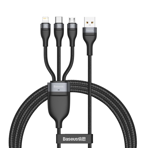 [6953156229822] Baseus Data Cable 3 in 1 micro USB, Type-C, Lightning 5A 1.2mt black CA1T3-G1