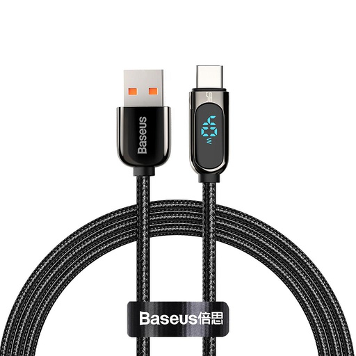 [6953156230224] Baseus data cable Type-C 40W 5A with display fast nylon 1mt black CATSK-01