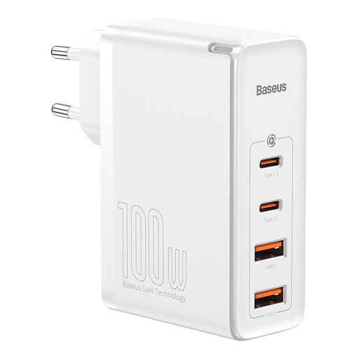 [6953156204690] Baseus Charger 100W 4 ports (2 USB+2 USB-C) GaN2 Pro white CCGAN2P-L02