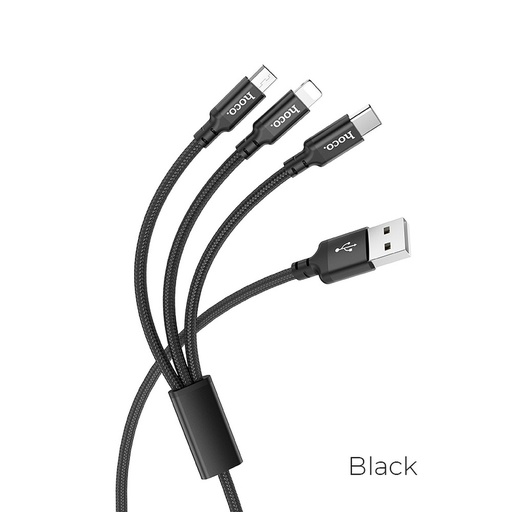 [6931474719157] Hoco Cavo Dati 3 in 1 Micro USB, Type-C, Lightning 5A black X14