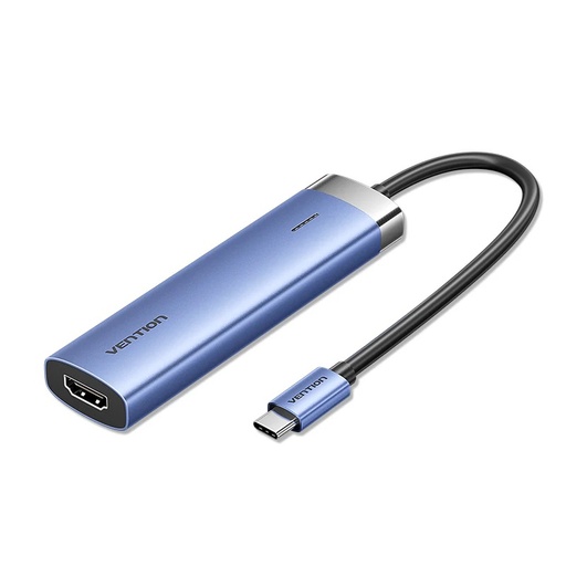 [6922794781238] Vention Hub Type-C 5 in 1 con 3 Porte USB, 1 HDMI, 1 USB-C PD 0,15 mt Blue Aluminum Alloy Type TGESB