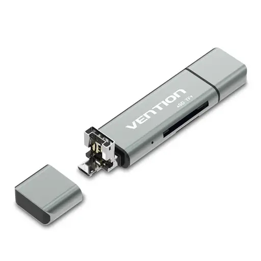 [6922794736542] Vention Lettore Di Schede Esterno Multifunzione USB + USB-C + Micro-USB Gray CCJH0