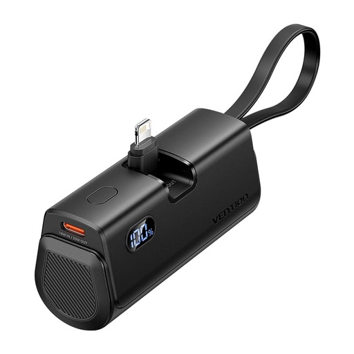 [6922794784598] Vention Power Bank 4800mAh 22.5W Foldable Lightning with Data Cable  Type-C Black FHRB0