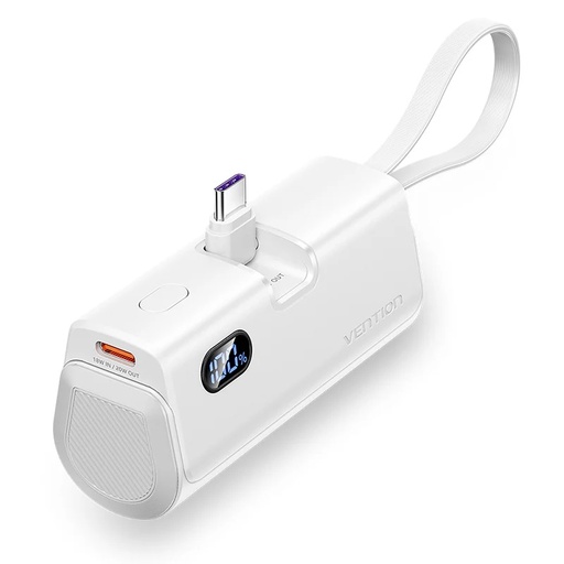 [6922794784680] Vention Power Bank 4800mAh 22.5W Foldable Type-C with Data Cable Lightning White FHQW0