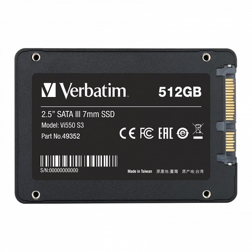 [023942493525] Verbatim SSD 512GB SATA III VI550 S3 2.5" 49352