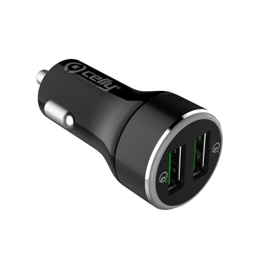 [8021735744832] Celly car charger 18W 2x ports USB Pro Power CC2USBQC30BK