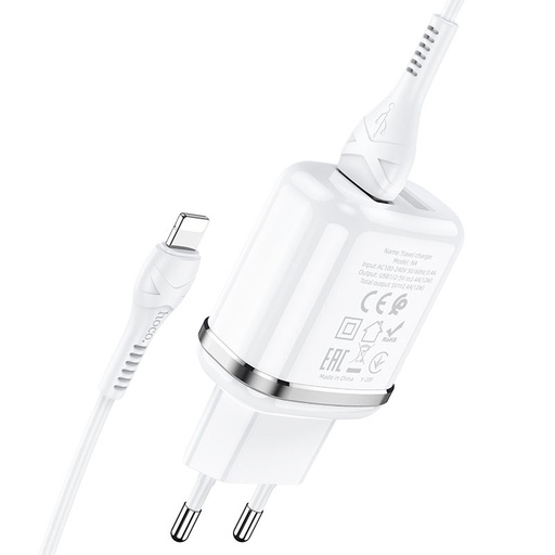 [6931474731029] Hoco USB charger 2.4A 2x ports + white Lightning cable N4