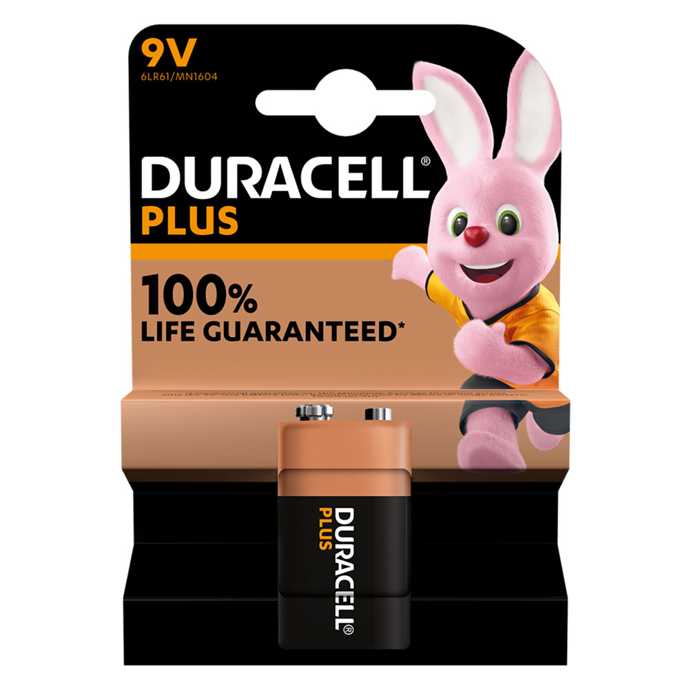 [5000394142190] Duracell Batteria 9V alcalina Plus 100% 1 pz MN1604