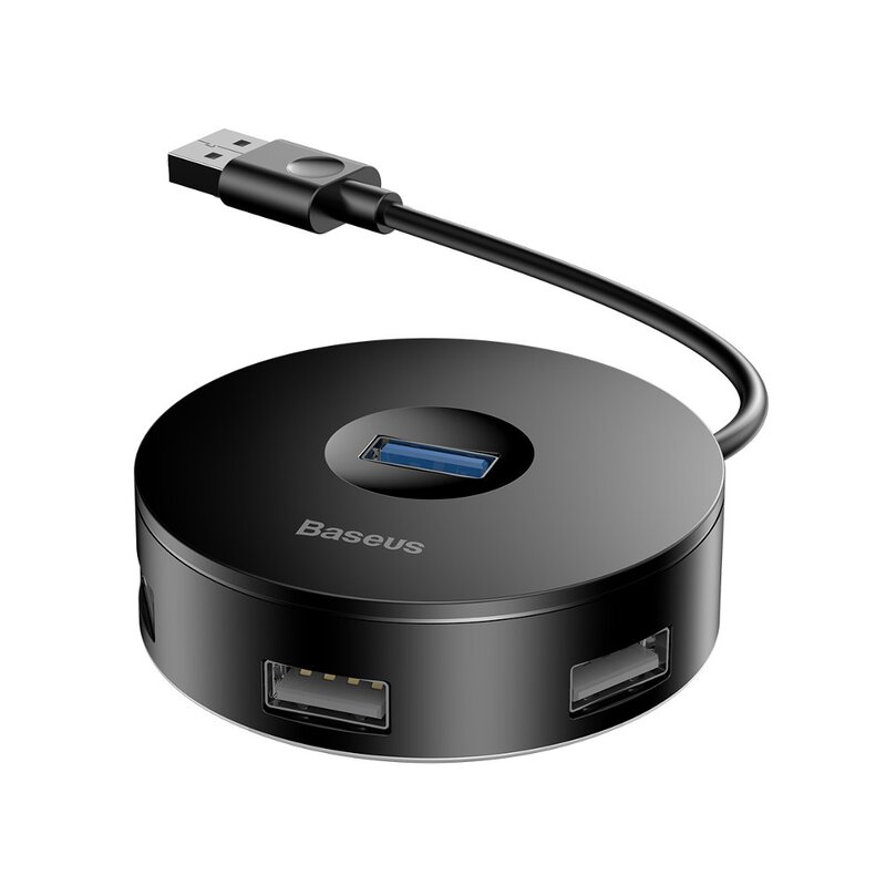 [6953156284234] Baseus Airjoy round box Hub USB 3.0 1x USB 3.0 + 3x USB 2.0 black CAHUB-F01