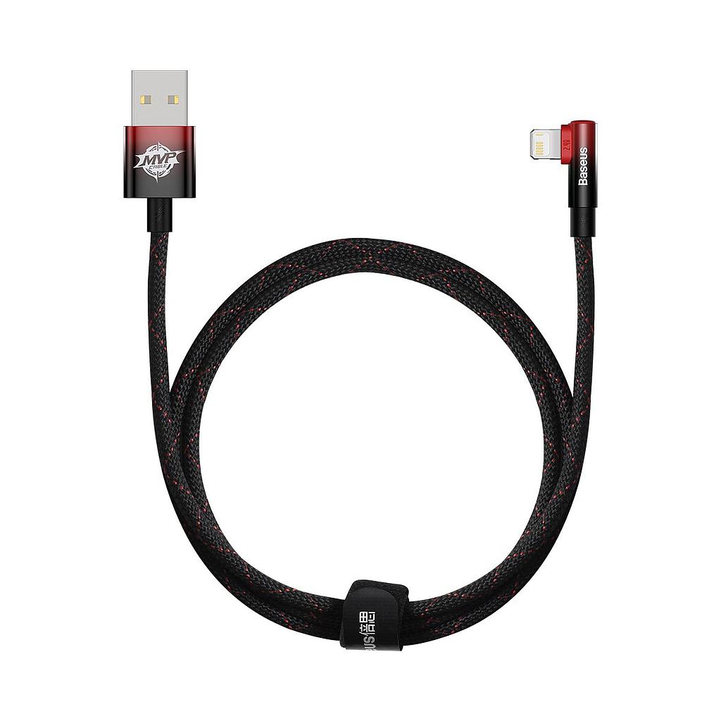 [6932172612269] Baseus Data Cable Lightning 2.4A 1mt MVP 2 Elbow-shaped red black CAVP000020