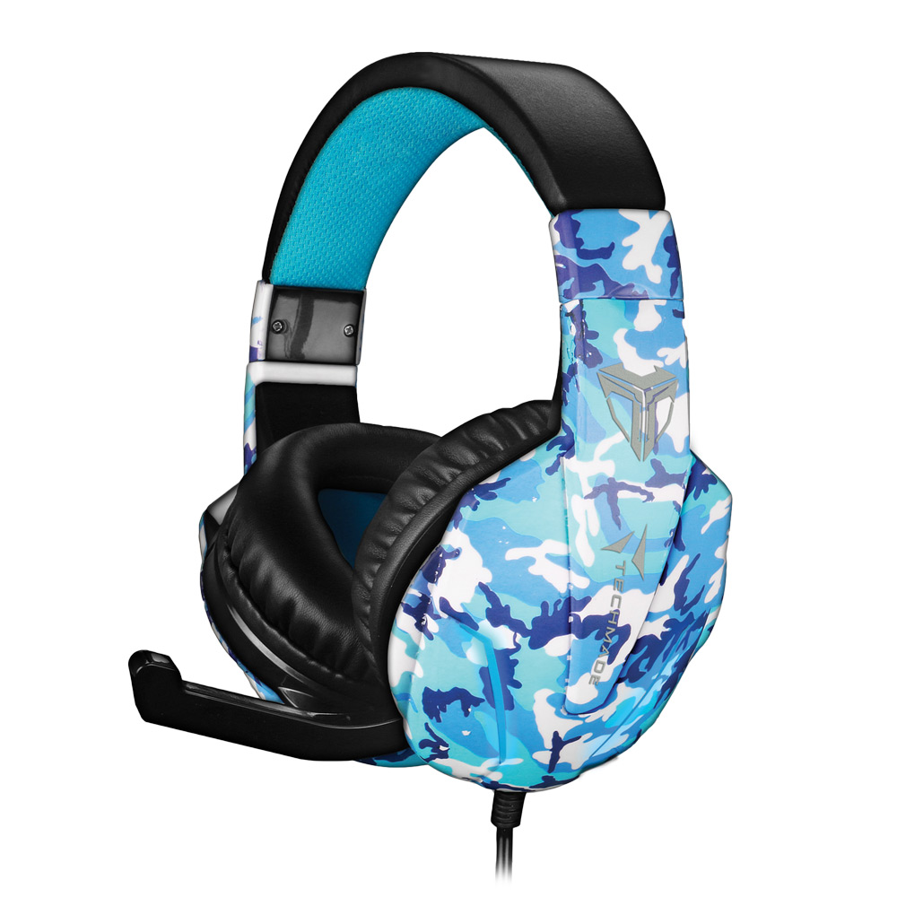[8099990140652] Techmade gaming headset for smartphone PC console camouflage blue TM-FL1-CAMBLU