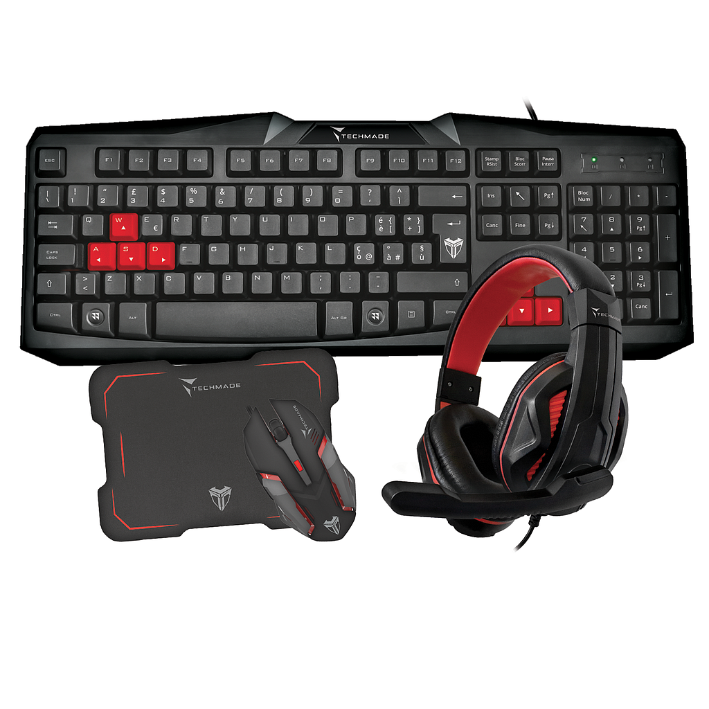 [8099990144001] Techmade keyboard mouse headset & pad gaming kit 2 TM-GAMINGSET2