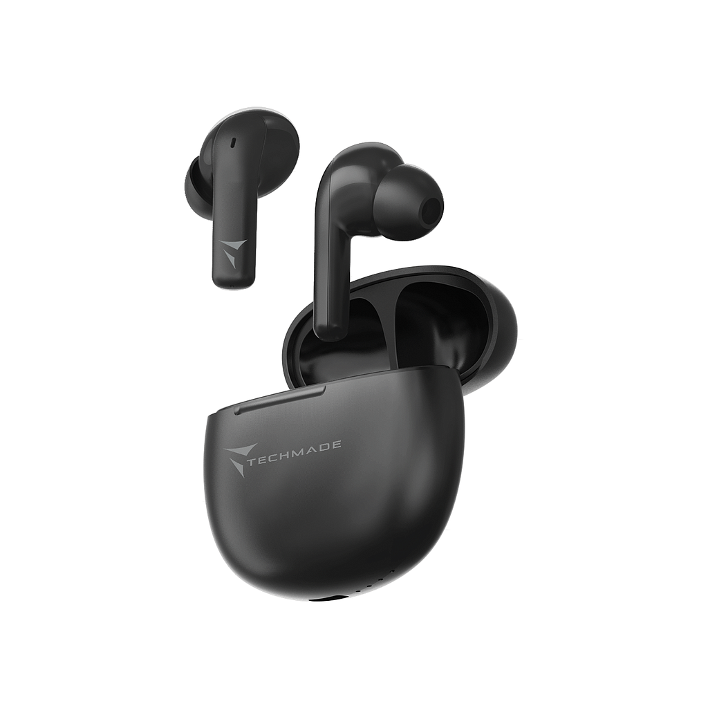 [8099990147538] Techmade TWS Auricolari earbuds with box black TM-K201E-BK