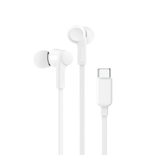 [745883775538] Belkin Earphones Type-C RockStar SoundForm White G3H0002BTWHT