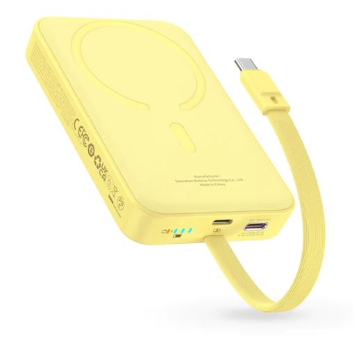 [6932172642808] Baseus Power Bank 10000mAh 30W MagSafe Magnetic Wireless Mini Fast Charge with cable Type-C lemon yellow P1002210BY23-00