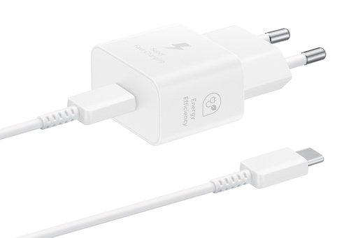 [8806094911985] Samsung Caricabatterie USB-C 25W + cable Type-C super fast charger white EP-T2510XWEGEU