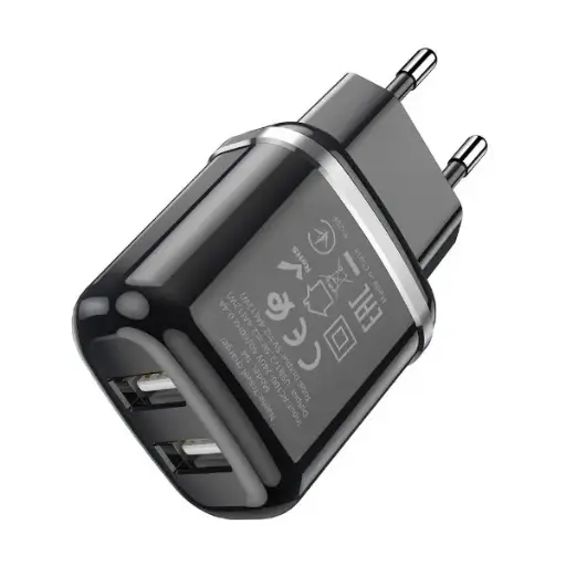 [6931474730992] Hoco Charger 2 Ports (2 USB) 12W 2.4A Black N4