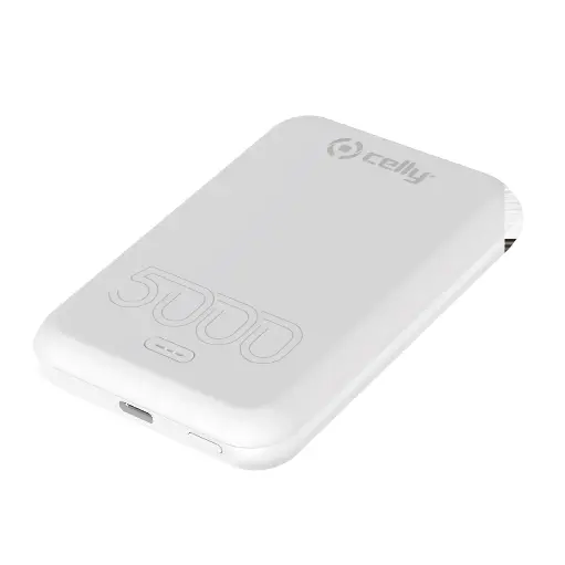 [8021735197751] Celly Power Bank 5000mAh 15W MagSafe Magnetic Wireless White MAGPB5000EVOWH
