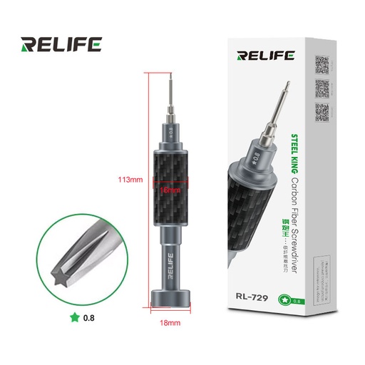 [6941590211374] Relife Screwdriver Pentalobe (0.8) with Carbon Fiber Finish RL-729