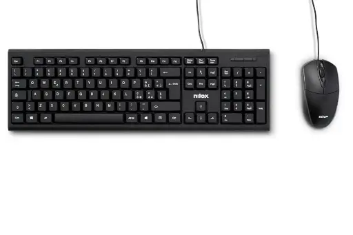 [8431775035171] Nilox Kit Mouse e Tastiera Con Filo Black NXKMIT0011